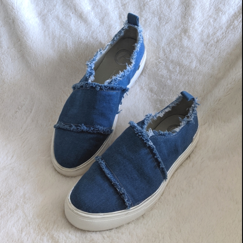 Raw Trim Denim Slip on Sneakers